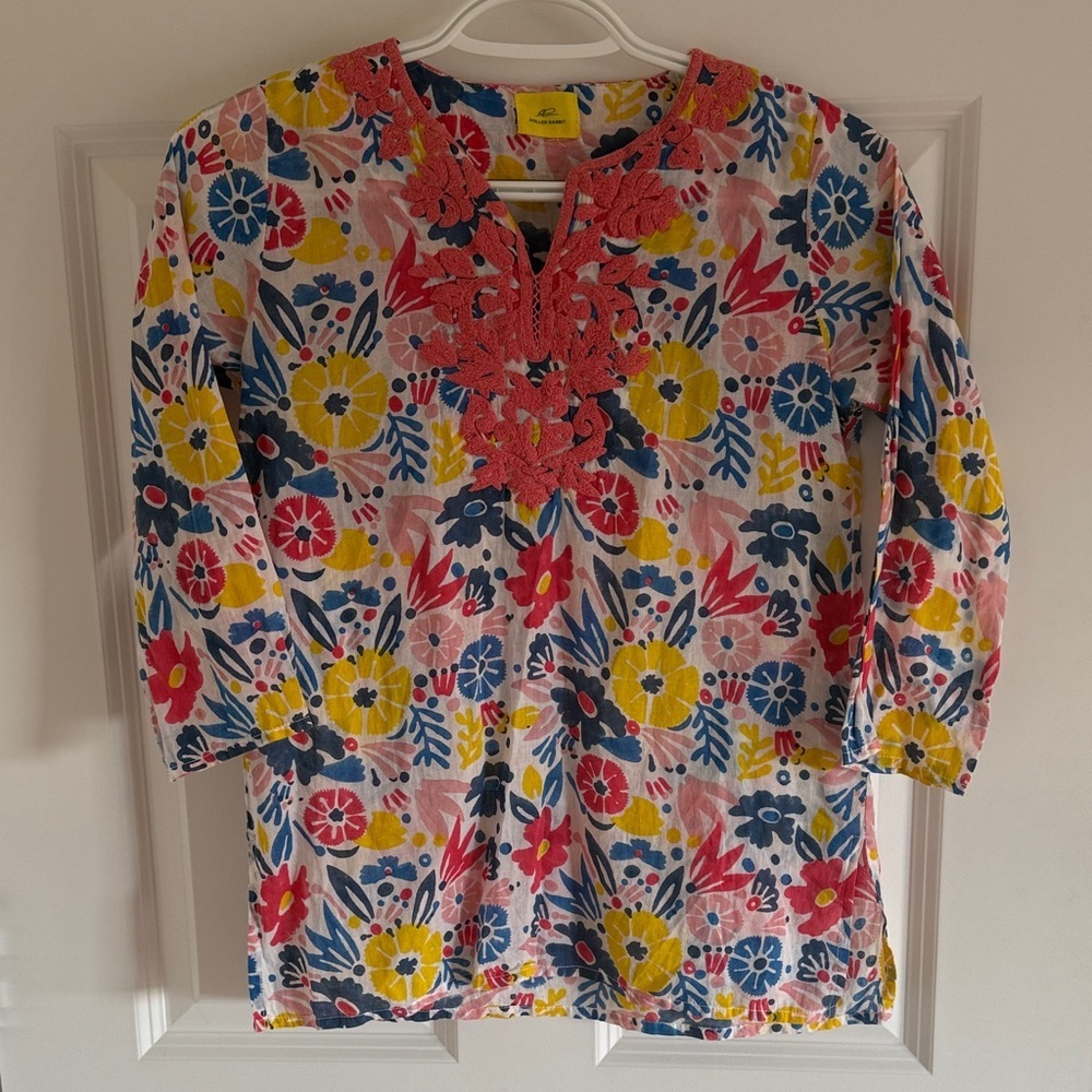 Kids Roller Rabbit Floral Tunic with Embroidered Neckline Multicolor
